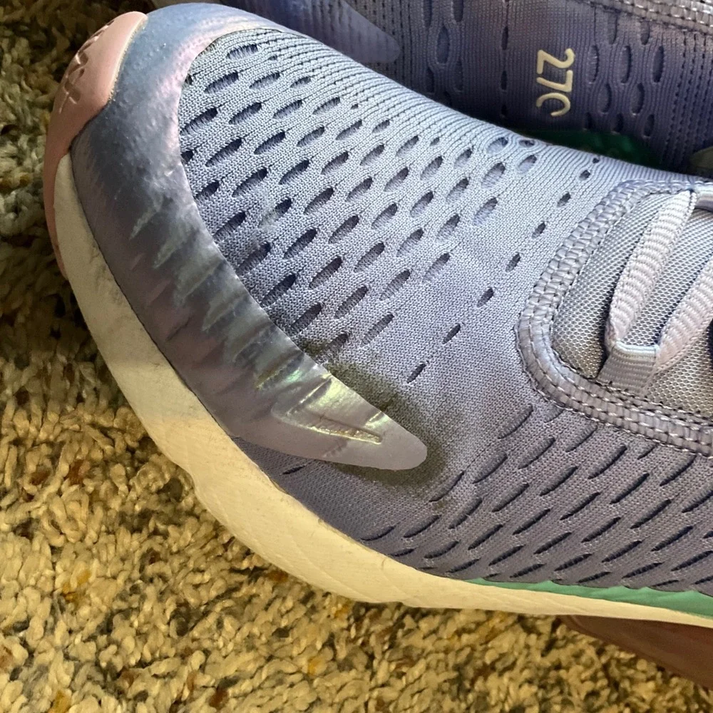 Nike Air Max 270 Youth 6.5Y Purple Teal BV1236-400 Iridescent Sneakers